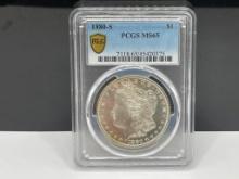 1880-S U.S. MORGAN SILVER DOLLAR PCGS MS65 GOLD SHIELD