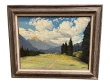 GEORGE CARTER PROLIFIC RENO, NV LISTED ARTIST ORIGINAL OIL ON CANVAS LANDSCAPE PAINTING DATED 1971