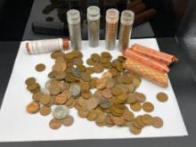 APPROX. 500 U.S. LINCOLN WHEAT CENTS, STEEL WAR CENTS, LINCOLN MEMORIAL CENTS, AND SUSAN B. ANTHONY