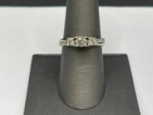10K WHITE GOLD PAST, PRESENT, FUTURE DIAMOND ENGAGEMENT RING