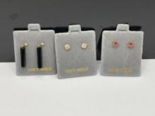THREE PAIRS OF 14K GOLD EARRINGS INCLUDING ONE PAIR OF 14K BACK SLIDES