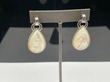 STERLING SILVER MOTHER OF PEARL TEAR DROP EARRINGS