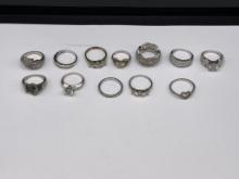 ASSORTED STERLING SILVER CZ ACCENTED FASHION RINGS
