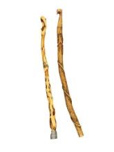 TWO HAND CRAFTED WOODEN WALKING STICKS