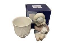LLADRO 1195 ESKIMO GIRL HUGGING POLAR BEAR AND LLADRO 17657 COLLECTOR'S SOCIETY CUP