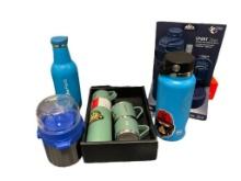 FIVE INSULATED BOTTLES INCLUDING "RAISE YOUR HAND," HYDRO FLASK HAWAII VOLCOM STONE, AND MORE