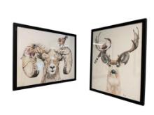 TWO WILDLIFE PRINTS FEATURING BIGHORN SHEEP AND BUCK