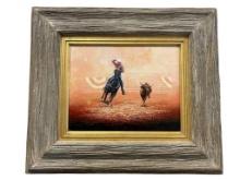 DYRK GODBY ORIGINAL ACRYLIC ON CANVAS PAINTING "CLAY O'BRIEN COOPER" WESTERN RODEO ART