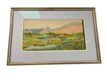 ORIGINAL WATERCOLOR OF PEAVINE MOUNTAIN LANDSCAPE BY LATIMER GIRL VIVIAN R SPELLIER