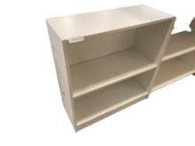 WHITE PARTICLE BOARD TWO SHELF BOOKSHELF