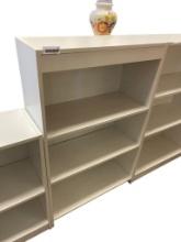 WHITE PARTICLE BOARD THREE SHELF BOOKSHELF