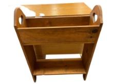 VINTAGE PINE BOOKSTAND / PLANTSTAND WITH HEART MOTIF