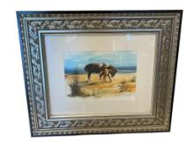 ORIGINAL WATERCOLOR "SCENES OF OCEAN CITY 7 VICINITY" BY MARET MAISTE DEPICTING WILD HORSES