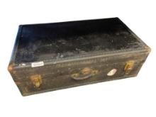 ANTIQUE HARTMANN STEAMER TRUNK WITH LEATHER HANDLE