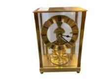 VINTAGE BULOVA QUARTZ BRASS AND GLASS CASE CARRIAGE CLOCK