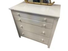 MID-CENTURY STANLEY WHITE PAINTED THREE DRAWER WOOD DRESSER