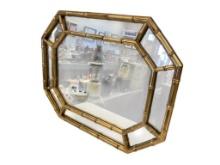 MID-CENTURY GILT BAMBOO STYLE FRAMED OCTAGONAL MIRROR WITH DIVIDED MIRRORS