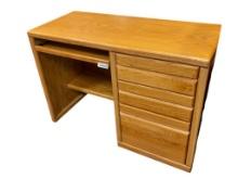 CLASSIC OAK COMPUTER DESK WITH KEYBOARD PULOUT AND THREE DRAWERS