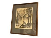 AMERICAN ARTIST REINHOLD H. PALENSKE 1930'S DRYPOINT ETCHING "YOSEMITE"