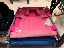 HIS AND HERS OSTRICH BEACH CHAIRS INCLUDING ONE BLUE AND ONE PINK