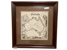 VINTAGE NEEDLEPOINT ART OF MAP OF AUSTRALIA BY KAREN SOSA
