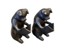 SPI METAL READING PIG FIGURAL BOOKENDS SAN PACIFIC INTL.