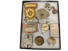 VINTAGE COLLECTIBLES INCLUDING US MAIL POSTAL LOCK, US POST OFFICE LETTER CARRIER BADGE, ETC