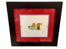 DISNEY MICKEY MOUSE FULL COLOR BOOK ART CELL INK AND PAINT ON ACETATE WITH CERTIFICATE ON REVERSE