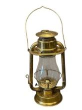 C.T. HAM POLISHED BRASS NO. 00 RAILROAD LANTERN WITH ORIGINAL CLEAR GLASS GLOBE