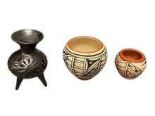 JEMEZ NATVE AMERICAN AND OAXACA MEXICO POTTERY BOWLS NEW MEXICO POTTERY BOWLS SIGNED ON BOTTOM