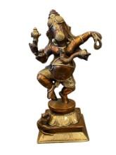 SOLID COPPER AND BRASS DANCING GANESHA SCULPTURE NRITYA GANAPATI HINDU GOD GANESHA JOYFUL DANCING
