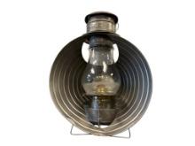 EARLY 20TH CENTURY RAILROAD INSPECTORS BEACON LANTERN WITH C.T. HAM GLASS GLOBE