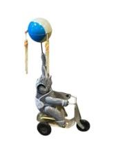 VINTAGE BLIC TIN LITHO ELEPHANT WIND-UP TOY ELEPAHNT ON TRICYCLE WITH SPINNING BALL
