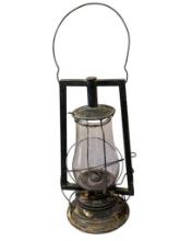 DIETZ CRYSTAL RAILROAD LANTERN WITH GLASS OIL FONT, SUN PURPLED DIETZ FITALL GLOBE