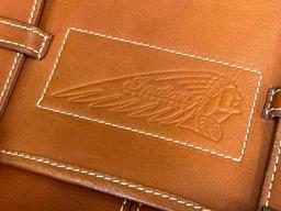 CLAIRE CHASE INDIAN MOTORCYCLES BROWN LEATHER MESSENGER BAG INCLUDES SHOULDER STRAP