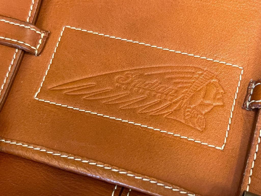 CLAIRE CHASE INDIAN MOTORCYCLES BROWN LEATHER MESSENGER BAG INCLUDES SHOULDER STRAP