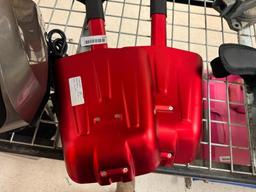 TWO COLLAPSIBLE SMALL VIBRANT RED FINISH SHOVELS