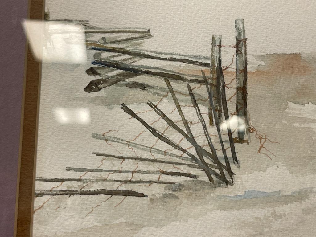 ESTEBAN JALLE LARGE ORIGINAL WATERCOLOR ON PAPER BUILDING IN GOLD HILL, NEVADA