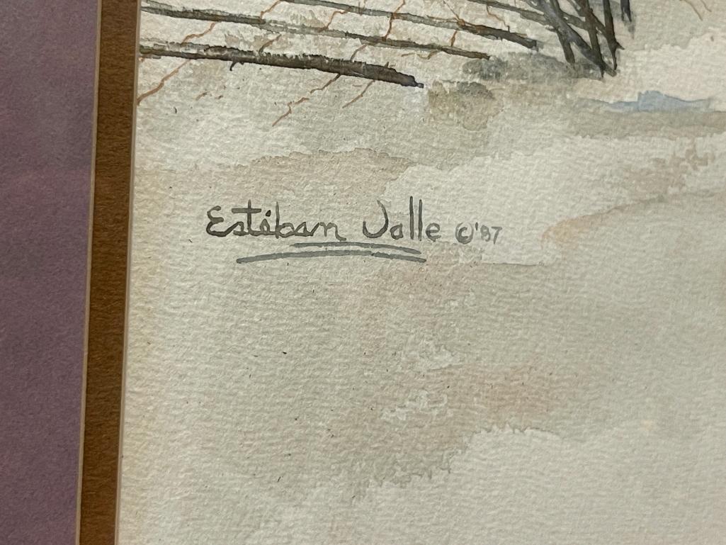 ESTEBAN JALLE LARGE ORIGINAL WATERCOLOR ON PAPER BUILDING IN GOLD HILL, NEVADA