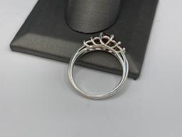 STERLING SILVER RHODOLITE GARNET RING FEATURING FIVE GRADUATED GARNETS