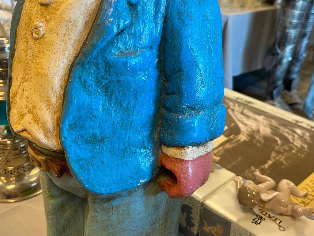 TURN OF THE CENTURY ANTIQUE BUTCHER SHOP DISPLAY PLASTER PIG, HAND PAINTED