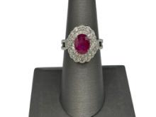 PLATI NUM BURMESE RUBY AND DIAMOND FASHION RING FEATURING GIA CERTIFIED RUBY