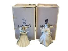TWO LLADRO FINE PORCELAIN ANGEL FIGURINES ANGEL OF THE STARS NO. 06132 AND SINGING ANGEL NO. 5719