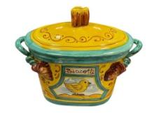 ITALIAN POTTERY HAND CRAFTED BISCOTTI JAR