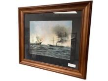 BATTLE OF CHERBOURG AMERICAN CIVIL WAR PRINT ON CANVAS