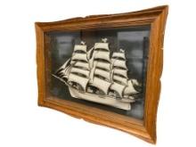 VINTAGE MID-CENTURY TURNER 3D SHIP WALL WANGING "FLYING CLOUD 1850" CLIPPER NAUTICAL SHIP MODEL