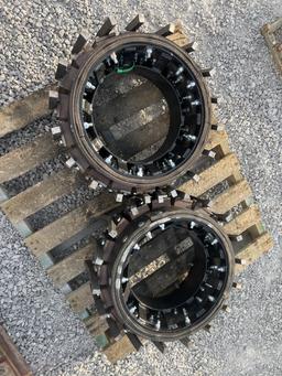 Set of 2 steel wheels 24in high x 10in wide