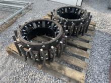 Set of 2 steel wheels 24in high x 10in wide