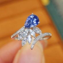 14k Gold 1.38 Ctw Natural Sapphire & Sapphire Ring
