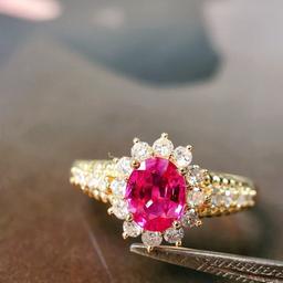 14k Gold 1.06 Ctw Natural Ruby & Diamond Ring